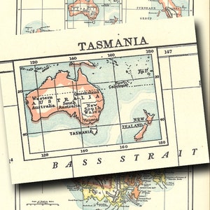 printable map of Tasmania from 1904, for home decor, arts and crafts, digital prints no. 916 image 2