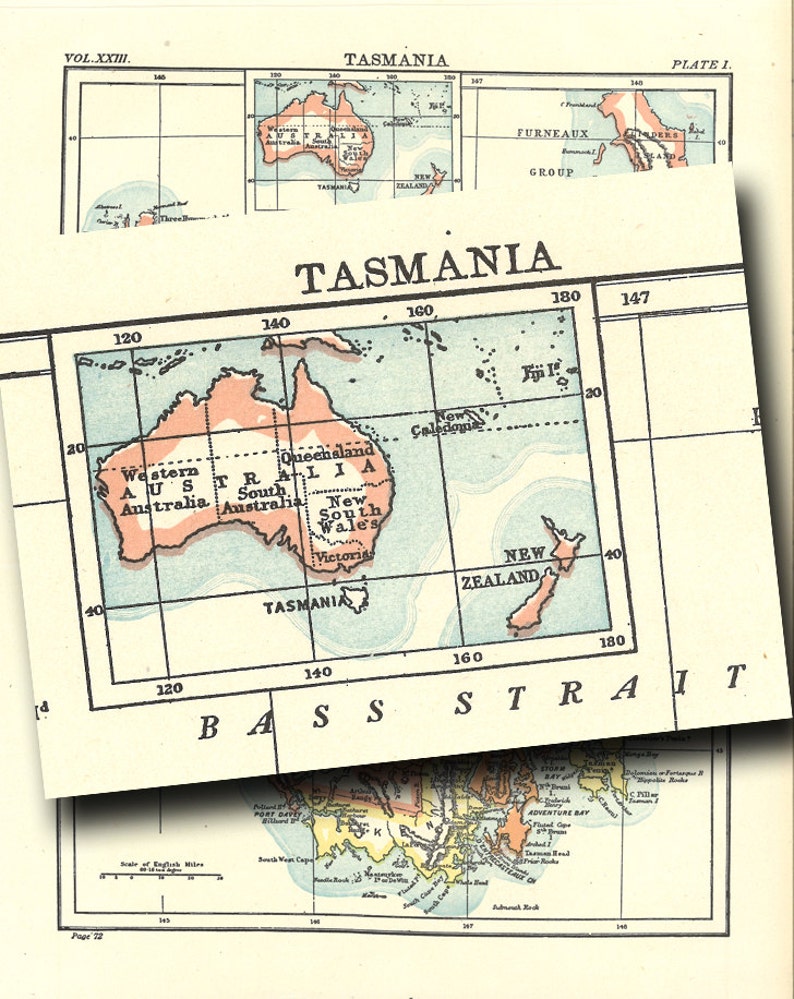 printable map of Tasmania from 1904, for home decor, arts and crafts, digital prints no. 916 image 2