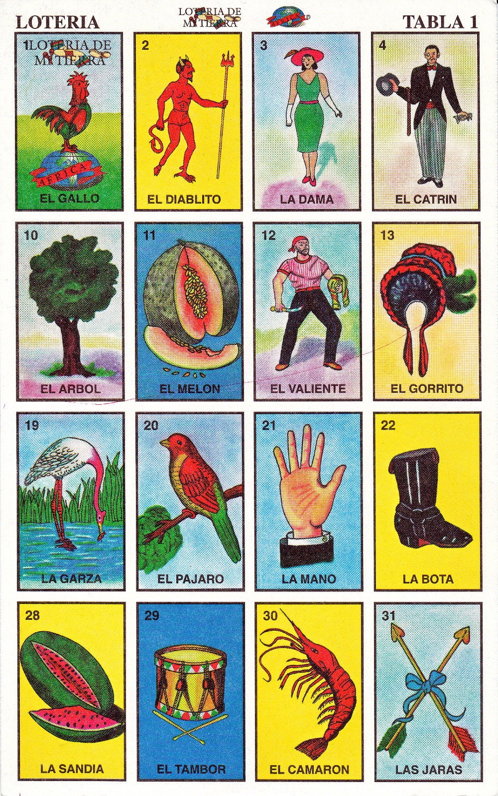 Mexican Loteria Cards The Complete Set Of 10 Tablas Etsy