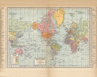 printable world map from 1904, a high resolution 600 dpi digital download for large scale printing