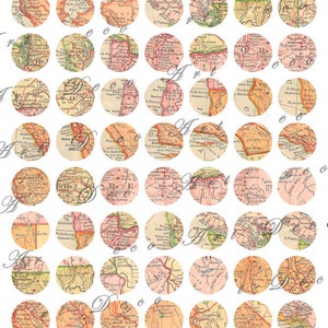 vintage map circles of the Pacific Coast, California, Oregon Washington 1 inch and 18 mm Digital Sheet 185 image 2