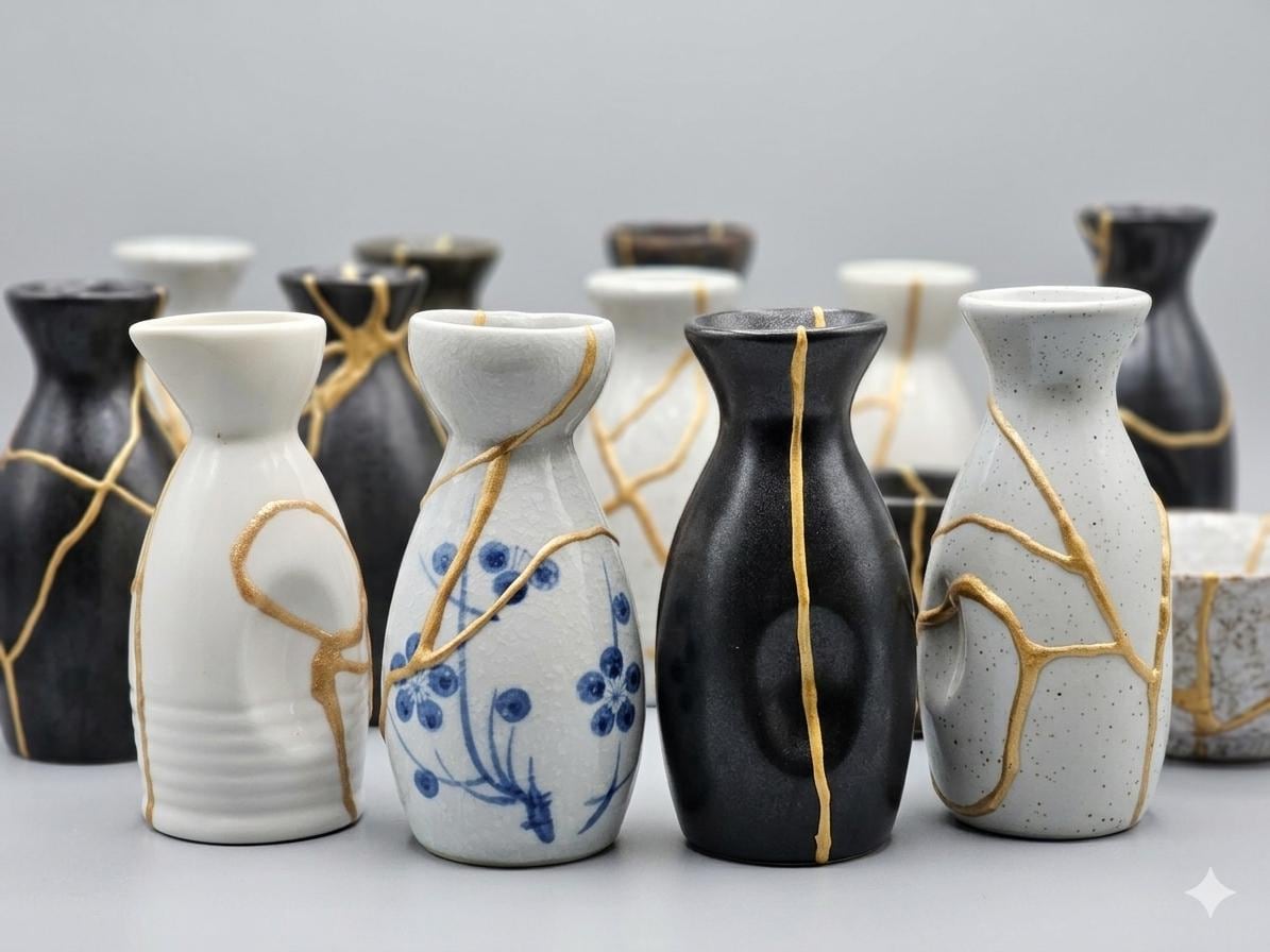 Kintsugi Blue and White - Etsy