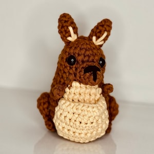 Kangeroo Amigurumi Crochet (The Woobles) Handmade Plushie Toy Stuffed Animal Gift for Kids Cute Adorable Plush