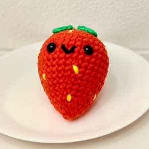 Strawberry Alice Amigurumi Crochet (The Woobles) Handmade Plushie Toy Stuffed Animal Gift for Kids Cute Adorable Plush