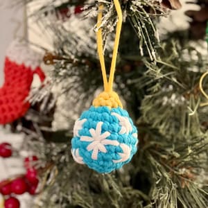 Mini Christmas Ornament Ball Amigurumi Crochet (The Woobles) Handmade Plushie Toy Stuffed Animal Gift for Kids Cute Adorable Tiny Plush
