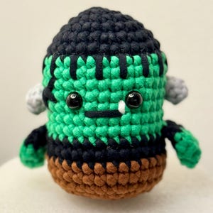 Frankenstien Spooky Halloween Monster Amigurumi Crochet (The Woobles) Handmade Plushie Toy Stuffed Animal Gift Kids Cute Adorable Plush
