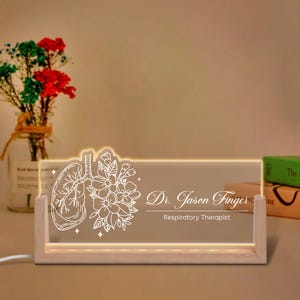 Personalized Respiratory Therapist Name Plate, RT Gifts, Custom Respiratory Therapy Desk Sign, Office Decor, Custom Therapist Led Light Gift