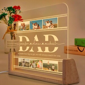 Gift for Dad Father&#39;s day Desk Night Light, Personalized Photo Night Light, Gift for Daddy, Birthday gift for Him, Family Gift From Daughter
