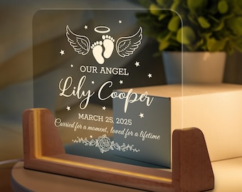 Baby Memorial Acrylic Lamp, Loss Of Infant Child Night Light, Angel Baby Memorial Gifts, Miscarriage Plaque, Sympathy Gifts, Loss of Loved
