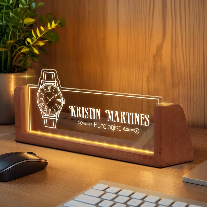 Personalized Horologist Desk Name Plate, Watchmaker Gift, Custom Watch ...