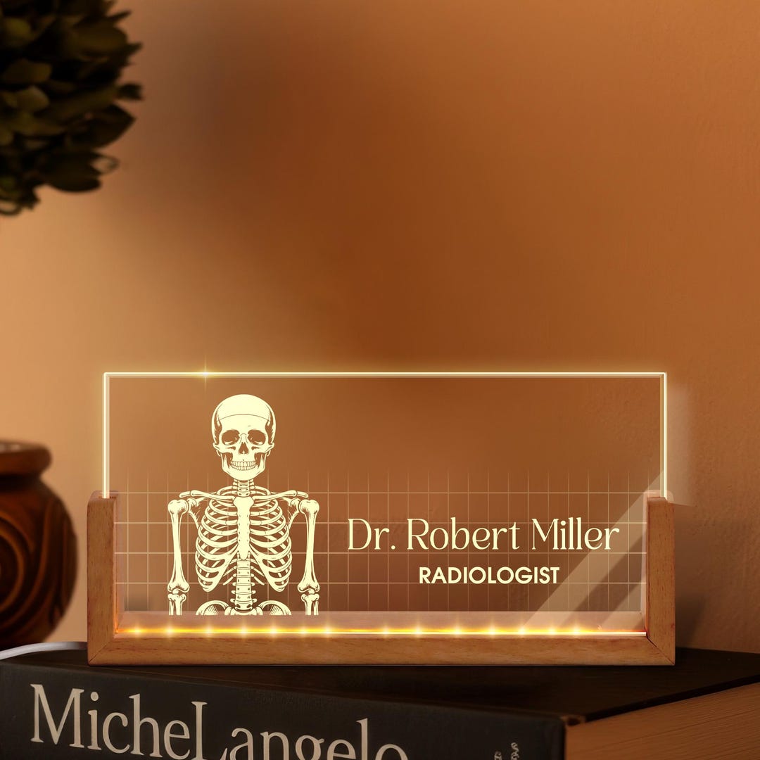 Personalized Radiologist Desk Name Plate, Rad Tech Gift, Skeleton ...