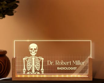 Personalized Radiologist Desk Name Plate, Rad Tech Gift, Skeleton Radiologist Desk Sign, X-Ray Tech Office Decor, Radiology Tech Gift