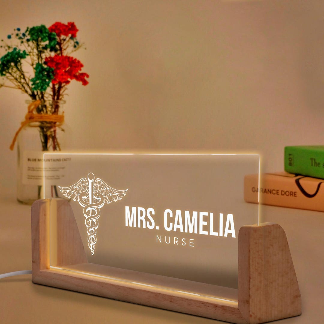 Personalized Doctor Desk Name Plate, Custom Nurse Night Light, Medicine ...
