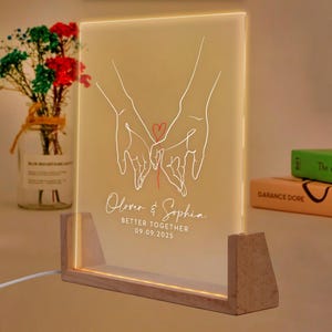 Personalized Couple Night Light, Custom Name Anniversary Gifts for Couple, Occasion Gift for Her, Valentines Day Gift for Him, Birthday Gift