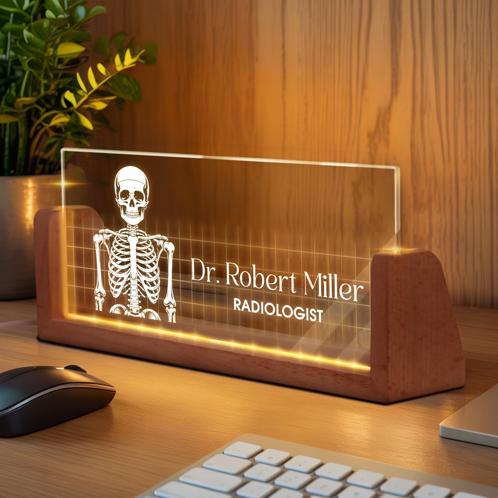 Personalized Radiologist Desk Name Plate, Rad Tech Gift, Skeleton ...