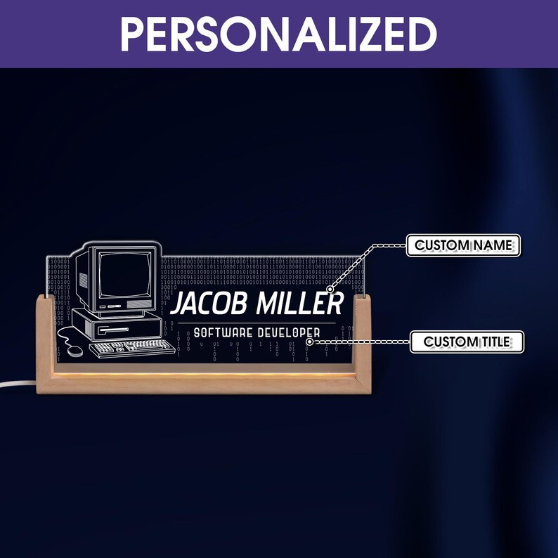 Programmer Glass Sign Personalized Computer Programmer Desk Name Plate, Custom Software ...