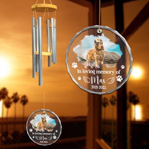 Personalized Pet Memorial Wind Chime, Custom Dog Photo Remembrance Gift, In Loving Memory Ornament, Pet Loss Gift for Dog or Cat Lovers