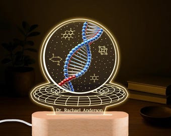 Personalized DNA Night Light, Chemical Engineer Gift, Chemist Lamp, Scientist Graduation Gift, Gift For Scientist