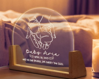Angel Baby Memorial Acrylic Lamp, Loss Of Infant Child Night Light, Angel Baby Memorial, Miscarriage Plaque, Sympathy Gifts, Loss of Loved