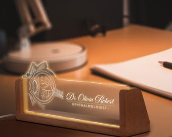 Ophthalmologist Desk Sign, Custom Eye Doctor Gift Office Decor, Thank you Gift for Doctor, Optometrist Gift, Optometrist Retirement Gift