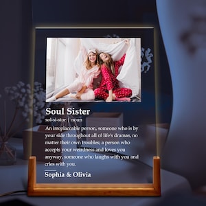 To My Bestie LED Night Light, Customized Collage Photo with Name Keepsake Night Light, Gift for Sister Besties Bff, Gift for Her Friendship