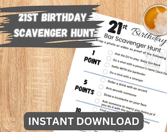 21st Birthday BAR SCAVENGER HUNT | Bar Hopping Game | Birthday Bar Crawl