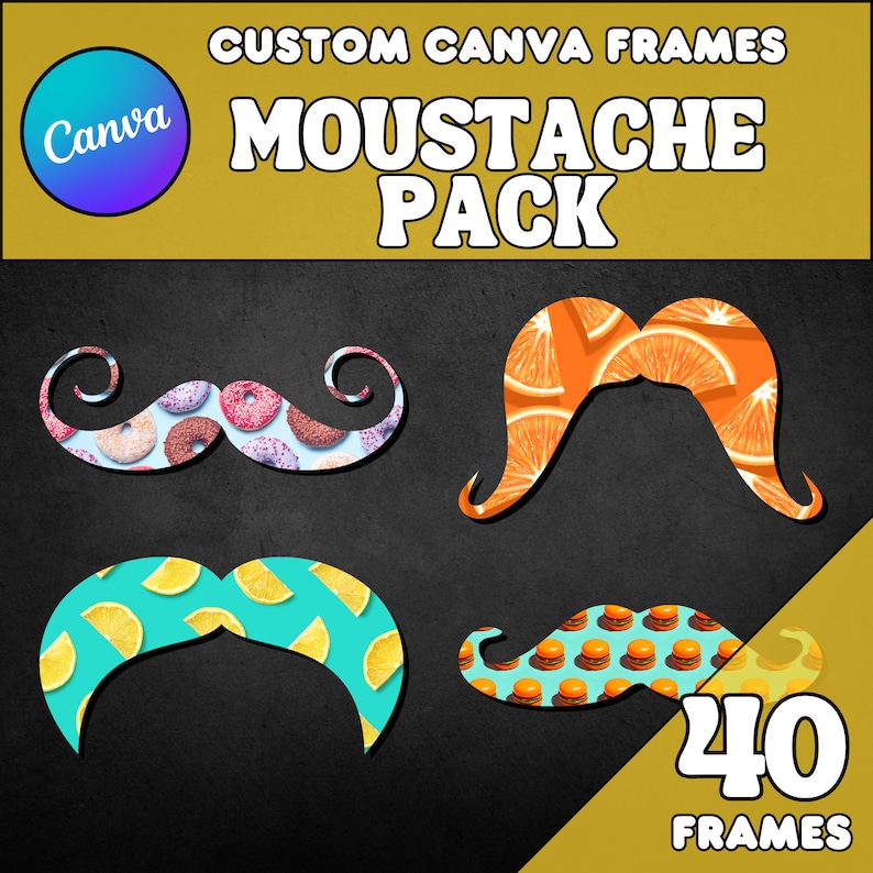 Canva Frames Bundle - Custom Background Canva Frames - Drag and Drop Canva Frames - Custom Mustache Canva Frames image 1