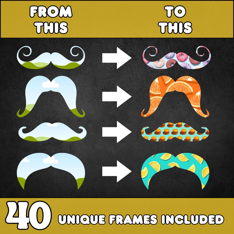 Canva Frames Bundle - Custom Background Canva Frames - Drag and Drop Canva Frames - Custom Mustache Canva Frames image 2