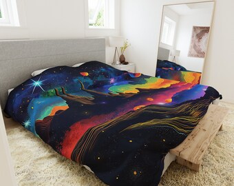 Stellar Canvas Fantasty Duvet Cover Psychededlic Landscape Bed Cover Blanket