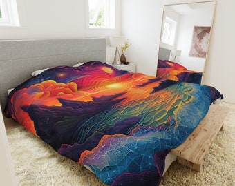 Stellar Canvas Fantasty Duvet Cover Psychededlic Landscape Bed Cover Blanket