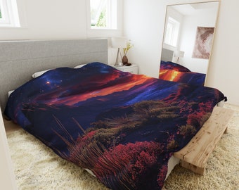 Housse de couette fantastique en toile stellaire Couverture de lit paysage psychédélique