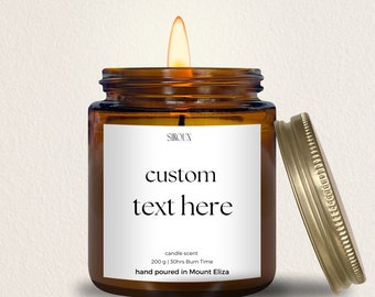 Personalised Coconut Soy Wax Candle, Custom Message Label