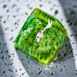 LIMITED SALE 50% Green Koi Keycap, Artisan Keycap, Ocean Keycap,Resin Keycap, Keycap for MX Cherry Mechanical Keyboard,Gift for Him
