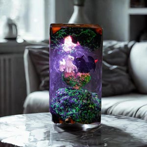 NEW HTTYD Dragon Couple Resin Lamp – Toothless & Light Fury Night Light, Fantasy Forest Scene Decor, Gift for How to Train Your Dragon Fans
