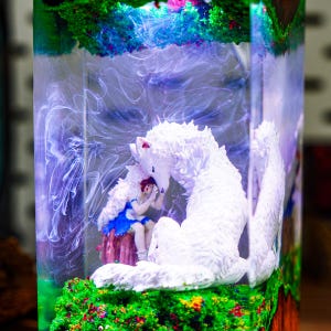 NEW Princess Mononoke and Wolf Resin Lamp – Ghibli Inspired LED USB Night Light, Forest Scene, Ambient Fantasy Decor, Anime Fan Gifts