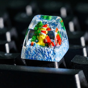 LIMITED EDITION Picachu Noel Keycap, Artisan Keycap, Anime Keycap, Resin Keycap, Keycap for Mechanical Keyboard, Gift for Her,Christmas Gift