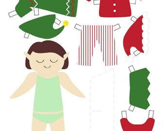 Printable elf paper doll PDF | Etsy