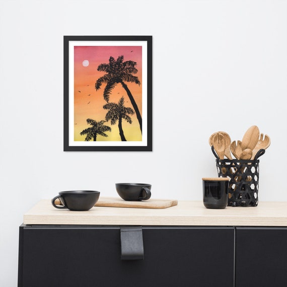 Tropical Eve - Framed watercolor print