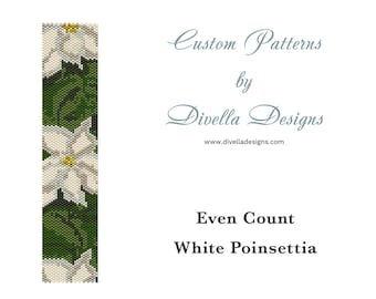 Beaded Peyote Bracelet Pattern White Poisettia