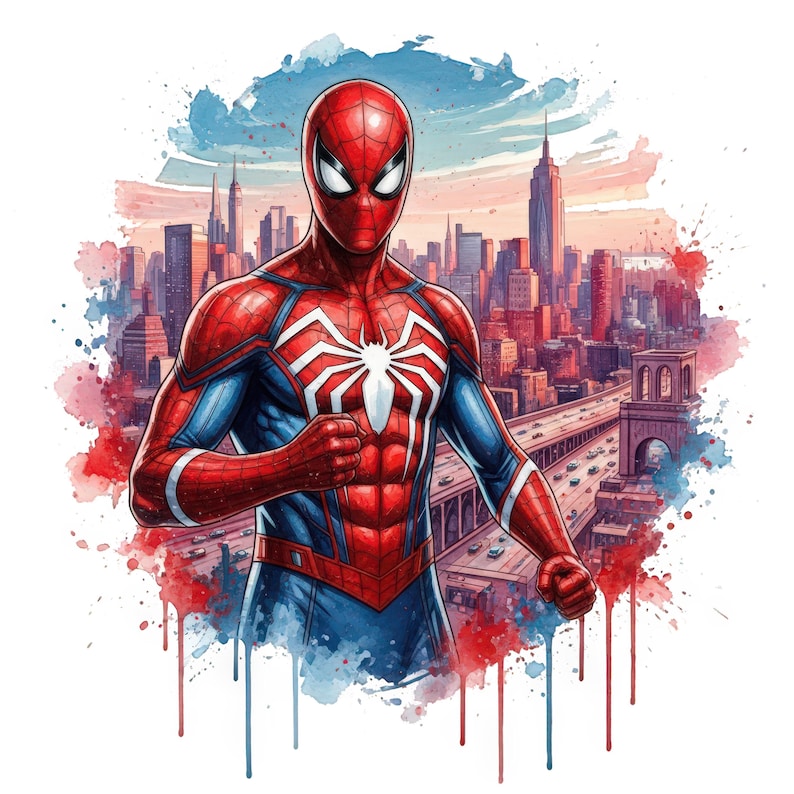 70 PNG Watercolor Superheroes: Splash Art & T-Shirt Designs (Digital Download) image 5