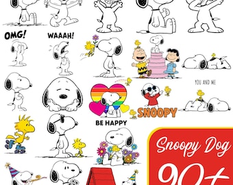 Snoopy Dog PNG Bundle, Cartoon Clipart, Vintage Style Sublimation Design (Digital Download)