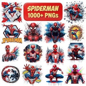 Spiderman PNG Clipart Bundle, Transparent Background (Instant Download)