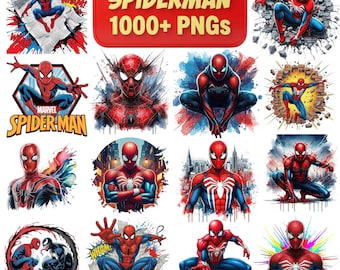 Spiderman PNG Clipart Bundle, Transparent Background (Instant Download)
