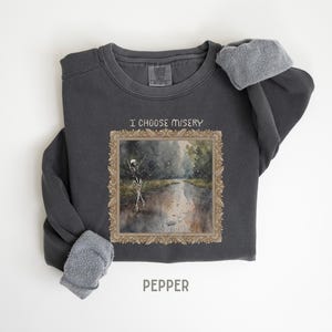 Skeleton in the Rain Crewneck, Comfort Colors, Rainy Day Gift, Cute Gloomy Skeleton Sweatshirt, Rain Lover, Unique Cozy Gift, Homebody Gift