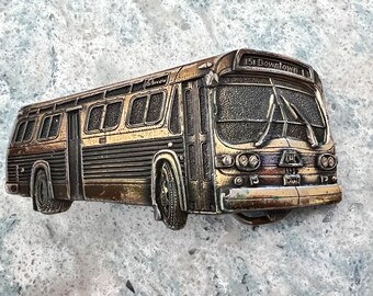 Brass Bus Buckle By Great American Buckle Company vintage 1981