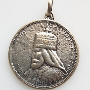 Haile Selassie pendant, Rasta pendant, Him pendant, Emperor Haile Silassie, silver pendant