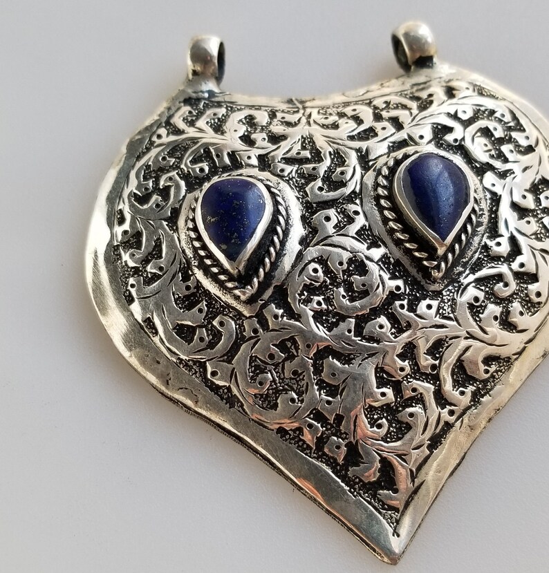 kuchi pendant lapis pendant Afghan Lapis pendant tribal pendant silver pendant handmade pendant belly dancing