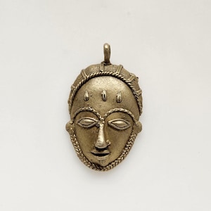 Ashanti Maske, afrikanischer Maskenanhänger, Messingmaske