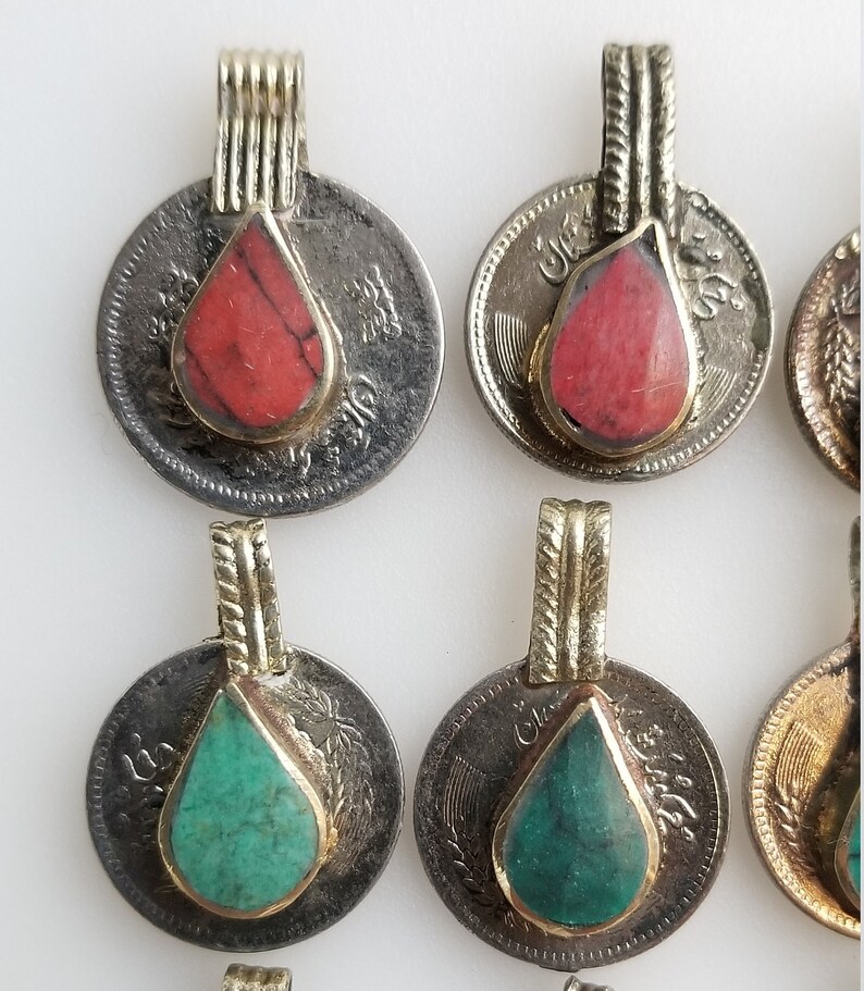 Small Afghan gemstone coins Kuchi coins tribal coins