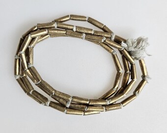 Ethiopian Brass Tube Spacer Beads: Golden Metal Strand